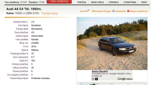 Automobilio skelbimas