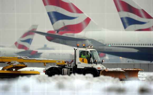 Heathrow oro uostas žiemą