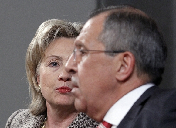 Hillary Clinton ir Sergejus Lavrovas