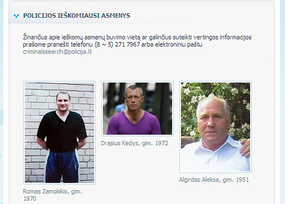 Policijos ieškomiausi asmenys