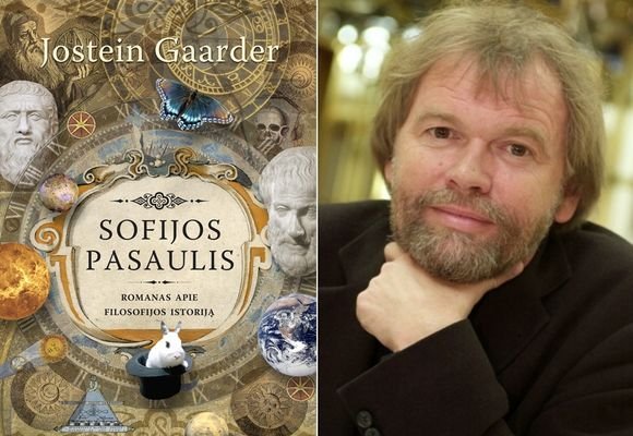 Knyga „Sofijos pasaulis“ ir jos autorių Josteinas Gaarderis.