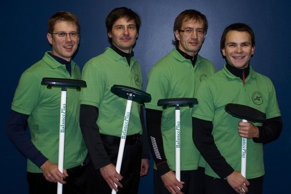 Lietuvos akmenslydžio rinktinė (iš kairės) -  A.Jurkonis, A.Smaliukas, P.Gerasimovičius ir D.Grakavinas.