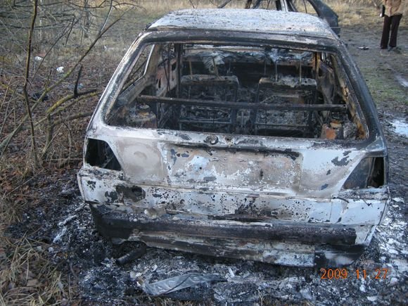 Alytaus apskrities VPK nuotr./Pami&scaron;kėje sudeginti &bdquo;VW Golf&ldquo; automobiliai.