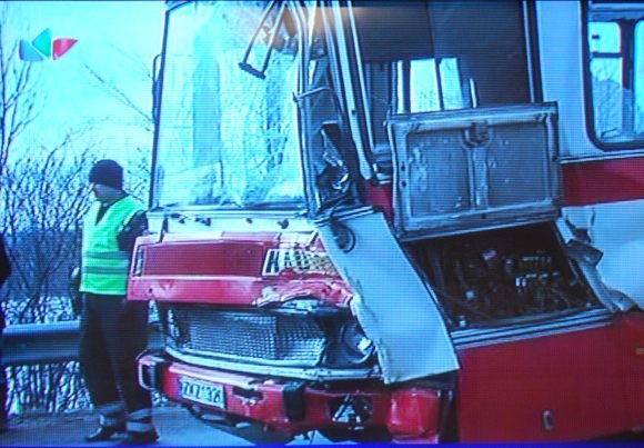 LNK žinių stop kadras/Į avariją pakliuvęs autobusas