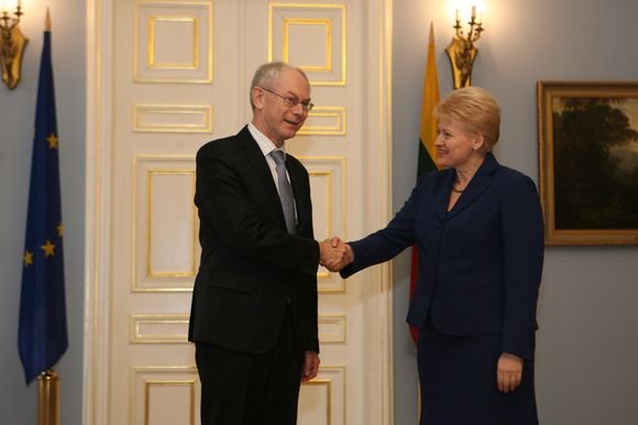 Lietuvos Respublikos Prezidentė Dalia Grybauskaitė priėmė Lietuvoje viešintį Europos Sąjungos Prezidentą Hermaną van Rompuy.