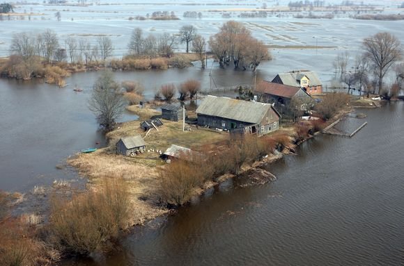 Potvynio užlietos teritorijos – iš sraigtasparnio