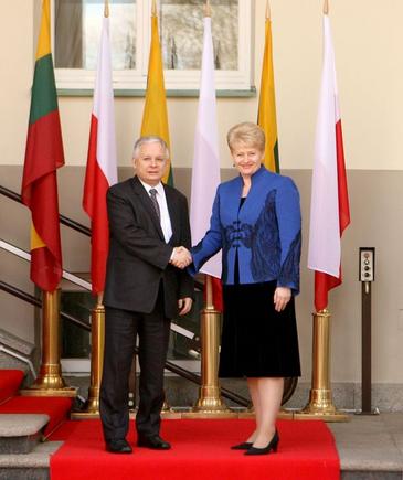 Prezidentė Dalia Grybauskaitė priėmė su darbo vizitu Lietuvoje viešintį Lenkijos Prezidentą Lechą Kačynskį (Lech Kaczynski).