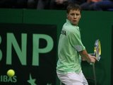 Juliaus Kalinsko/15min.lt nuotr./Ričardas Berankis pirmame mače 6:1, 6:3, 6:1 įveikė George'ą Khrikadze