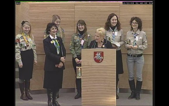 Lietuvos skautų sąjungos atstovai ir Irena Degutienė