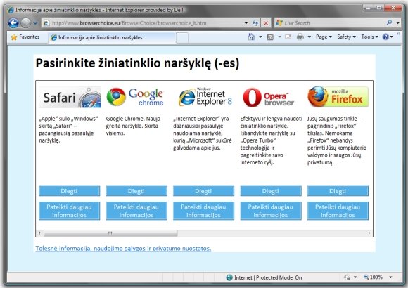 „Windows“ vartotojams siūlys išsirinkti pagrindinę interneto naršyklę. 