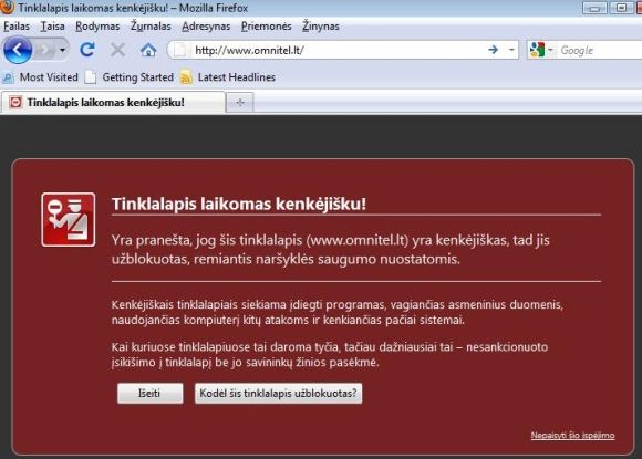 Į tinklalapį Omnitel.lt antradienį bandę užsukti interneto vartotojai buvo įspėti, esą svetainė laikoma kenkėjiška.