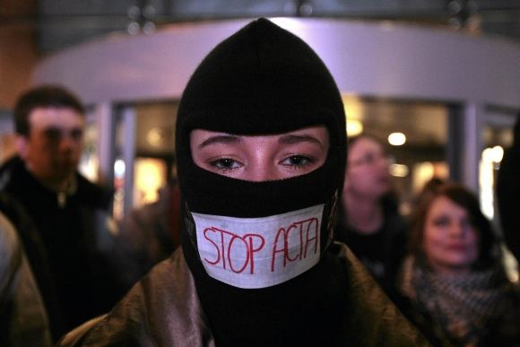 Protesto akcija prieš ACTA susitarimą Lenkijoje