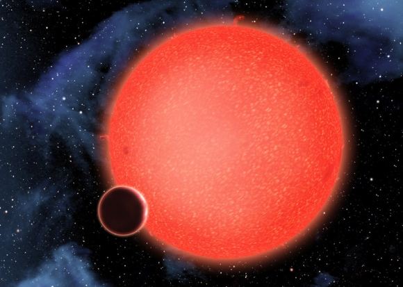 Planeta GJ1214b skrieja aplink savo žvaigždę. 