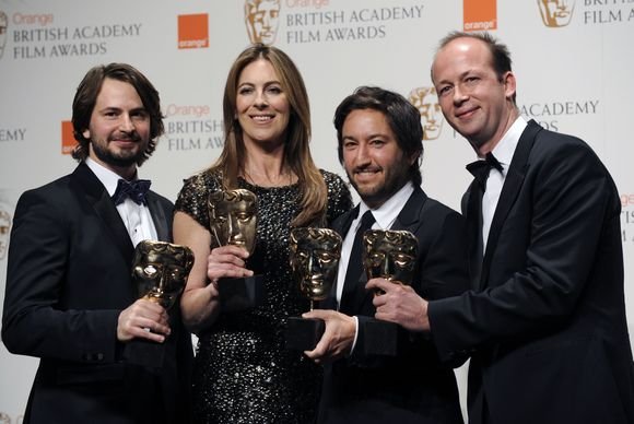 „Išminuotojų būrio“ komanda: Markas Boalas, Kathryn Bigelow, Gregas Shapiro ir Nicholas Chartier