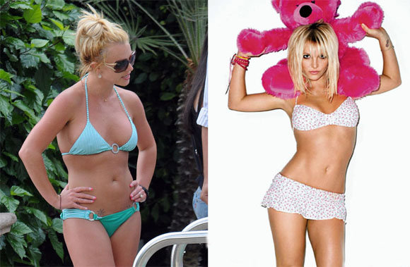 Britney Spears natūrali ir padailinta 