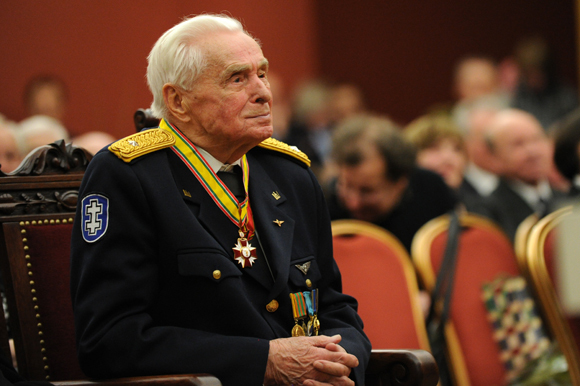 Viktoro Ašmensko 100 metų jubiliejaus paminėjimo akimirka Vilniaus rotušėje